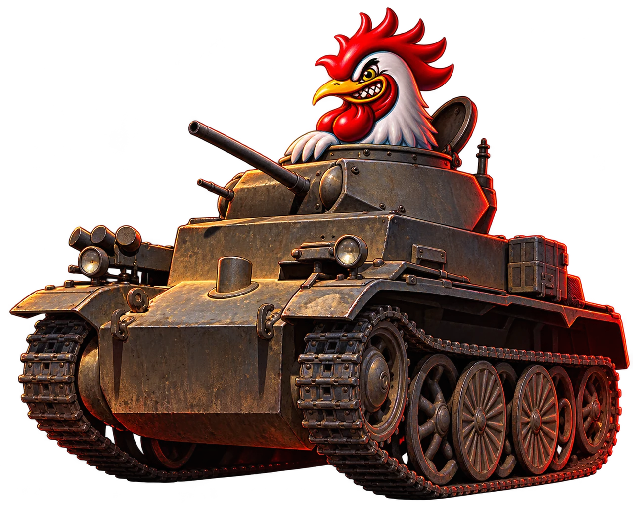 Полумультяшный Pz. I C с петушиным маскотом CHICKEN POWER